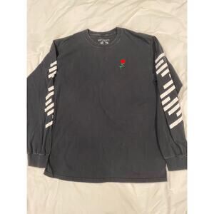 LAST CALL Riot Society Black Long Sleeve Tee with Rose Embroidery